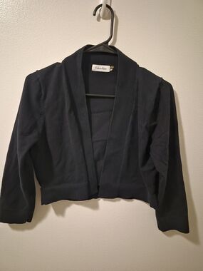 Calvin Klein Navy Blue Cropped Open-Front Cardigan